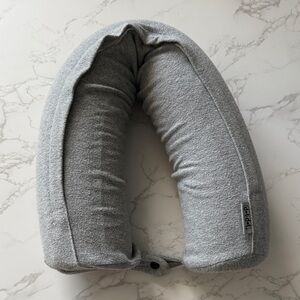 Cozy Light Gray Plush U-Shaped Travel Neck Pillow